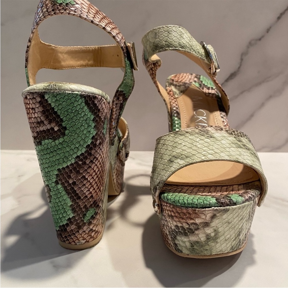 Green snakeskin wedges heels platform clog summer heels